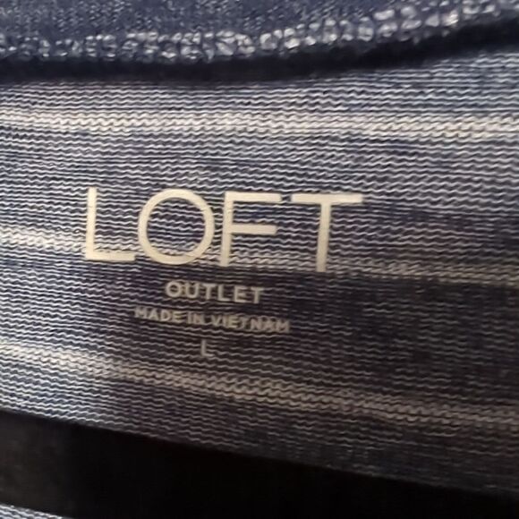 Loft Outlet Blue and White Striped V Neck Blouse - Picture 4 of 6